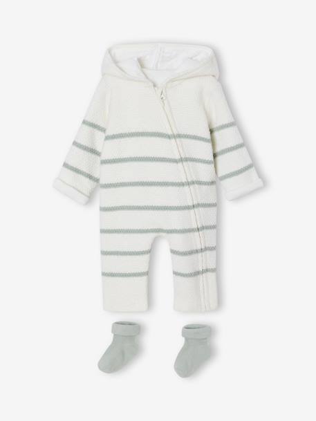 Ensemble bébé combinaison + chaussettes coffret cadeau naissance vert sauge 1 - vertbaudet enfant 