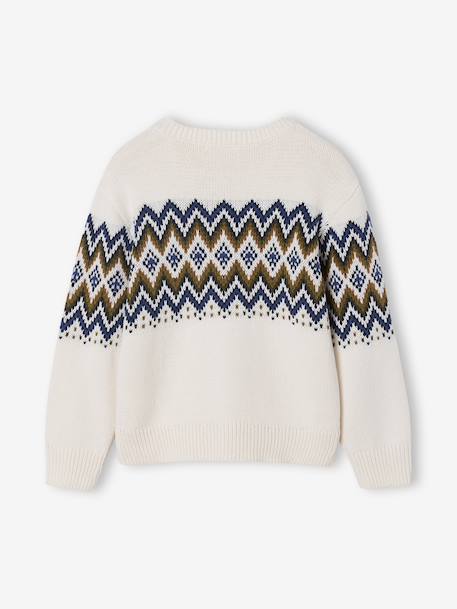 Pull Jacquard Garçon Manches Longues écru 3 - vertbaudet enfant 