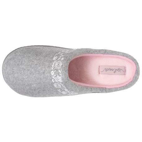 Chaussons mules en tissu polaire, semelle ergonomique confort Gris chiné 2 - vertbaudet enfant 