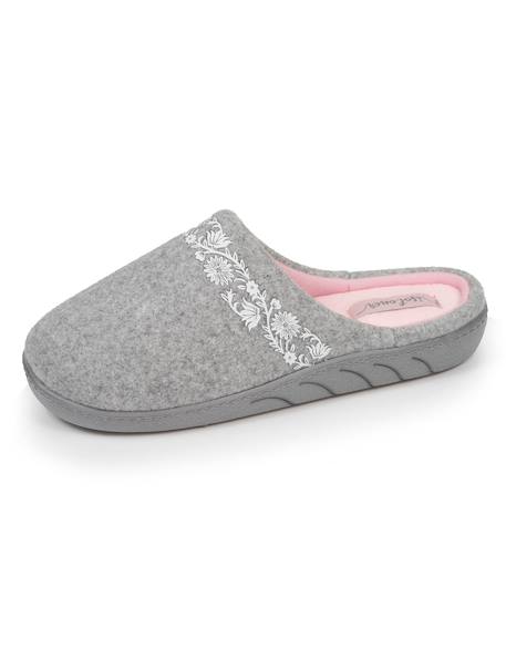 Chaussons mules en tissu polaire, semelle ergonomique confort Gris chiné 6 - vertbaudet enfant 