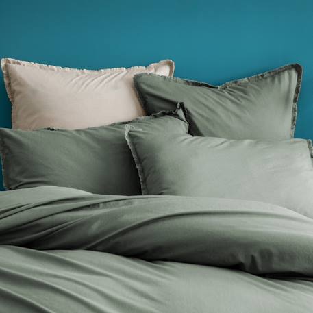 Housse de couette unie en coton, coton lavé Blanc+Bleu glacier+Bleu nuit+Caramel+Lichen+Lin+Miel+Nude+Terre cuite 23 - vertbaudet enfant 