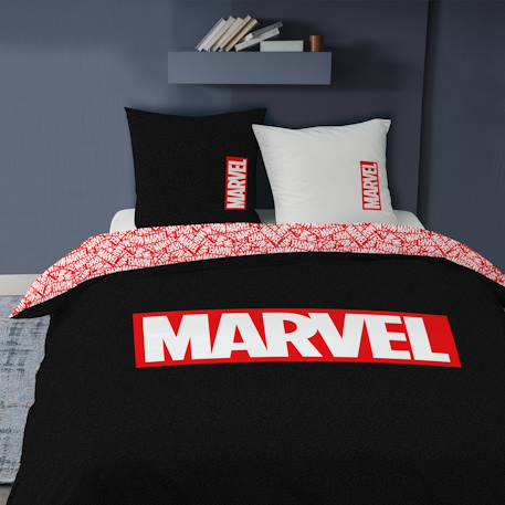 Parure de lit imprimée 100% coton, marvel home identity Noir, rouge 5 - vertbaudet enfant 