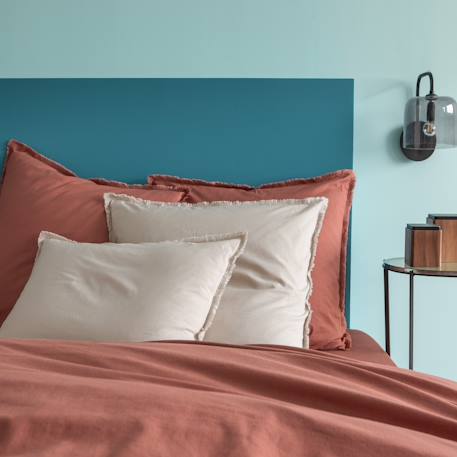 Housse de couette unie en coton, coton lavé Blanc+Bleu glacier+Bleu nuit+Caramel+Lichen+Lin+Miel+Nude+Terre cuite 43 - vertbaudet enfant 