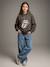 Jean large poches charpentier fille bleu moyen+denim gris 2 - vertbaudet enfant 