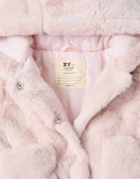 Blouson pelucheux avec capuche Rose clair 3 - vertbaudet enfant 