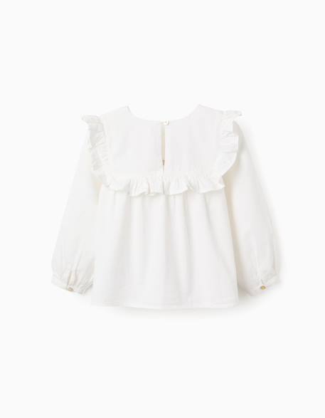 Chemisier en coton avec volants et broderies Blanc 2 - vertbaudet enfant 