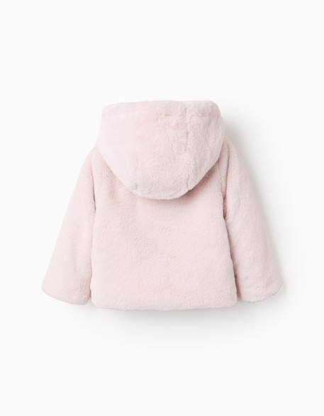 Blouson pelucheux avec capuche Rose clair 2 - vertbaudet enfant 