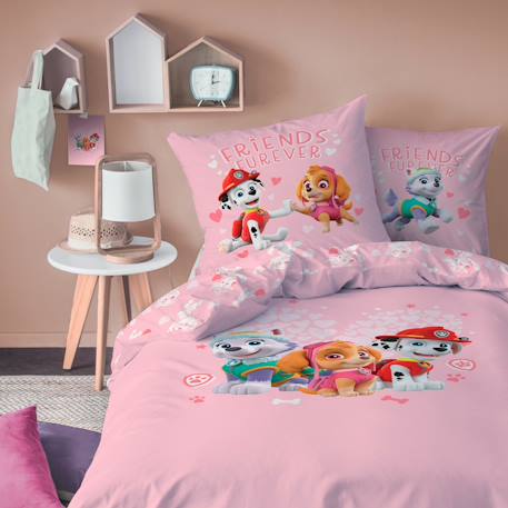 Parure de lit imprimée 100% coton, pat patrouille heart Rose 1 - vertbaudet enfant 
