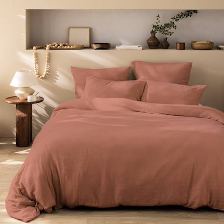 Parure de lit unie en coton, gaze de coton Blanc+Bleu horizon+Caramel+Chocolat+Lichen+Naturel+Terre cuite 33 - vertbaudet enfant 