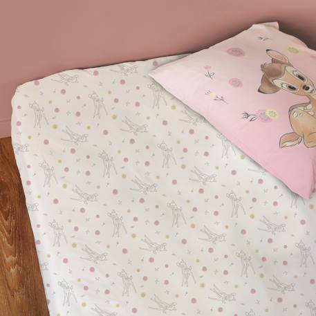 Drap-housse imprimé 100% coton, disney home bambi flowers Blanc 3 - vertbaudet enfant 