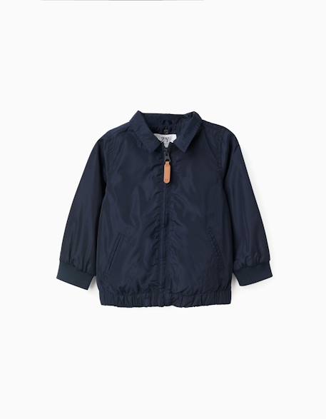 Coupe-vent avec capuche amovible Bleu foncé 2 - vertbaudet enfant 