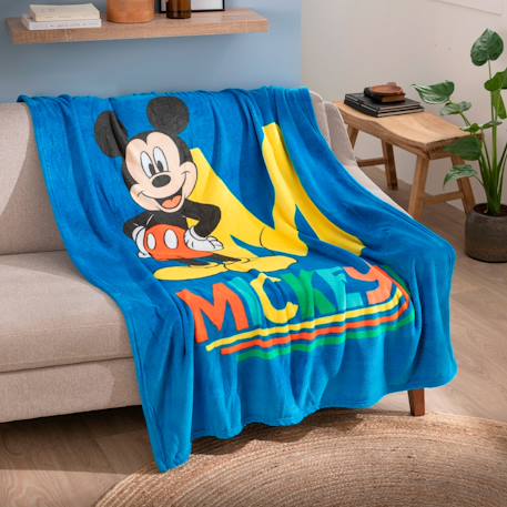 Plaid polaire imprimé toucher extra doux, disney mickey good days Bleu 2 - vertbaudet enfant 