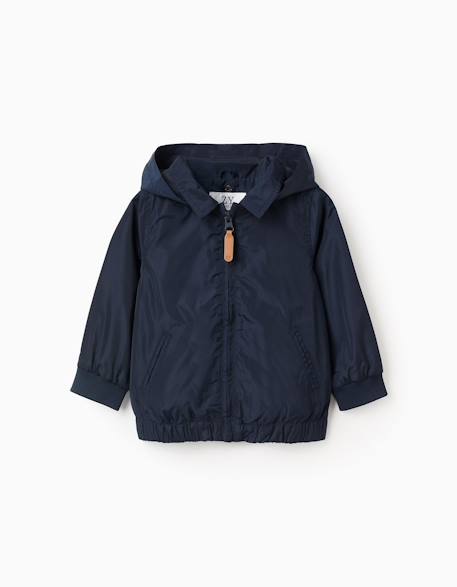 Coupe-vent avec capuche amovible Bleu foncé 1 - vertbaudet enfant 