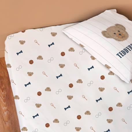 Drap-housse imprimé 100% coton, teddy bear Beige 2 - vertbaudet enfant 