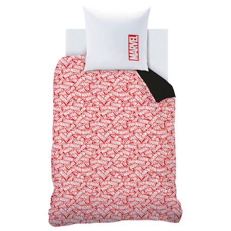 Parure de lit imprimée 100% coton, marvel home identity Noir, rouge 4 - vertbaudet enfant 