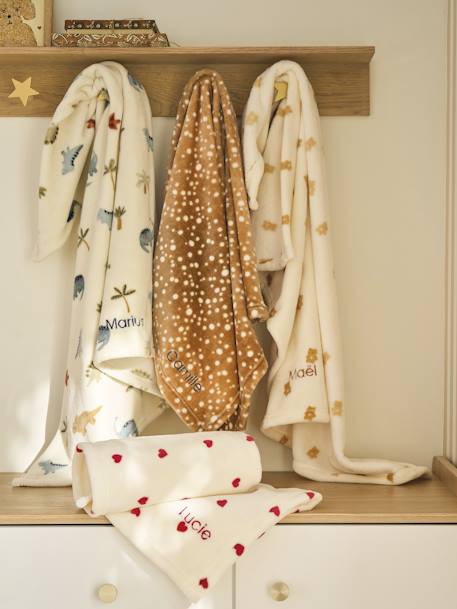 Plaid imprimé polaire personnalisable blanc imprimé+marron imprimé+multicolore 15 - vertbaudet enfant 