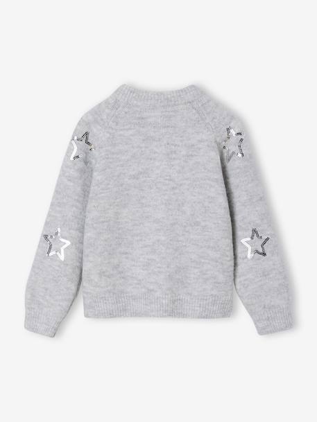 Gilet fille noël étoiles en sequins gris chiné 2 - vertbaudet enfant 
