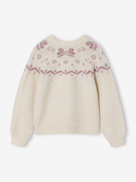 Gilet fille noël motifs jacquard détails brillants écru 2 - vertbaudet enfant 