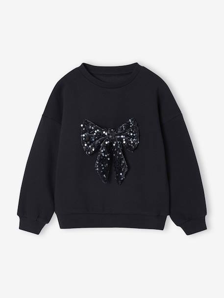 Sweat fille Noël noeud en sequins anthracite+rouge 1 - vertbaudet enfant 