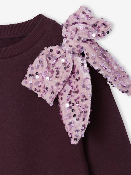 Sweat fille noeud en sequins prune 3 - vertbaudet enfant 