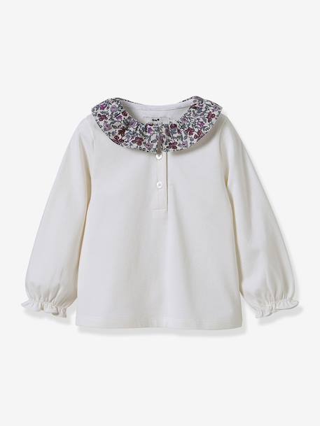 T-shirt col en tissu Liberty bébé coton biologique rose 2 - vertbaudet enfant 