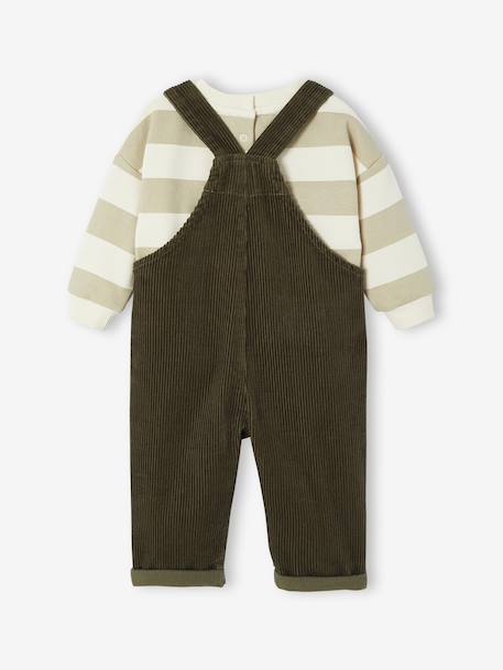Ensemble bébé sweat-shirt + salopette kaki 4 - vertbaudet enfant 