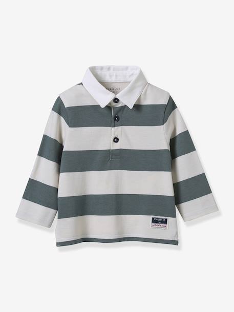 Polo rugby bébé coton biologique vert 1 - vertbaudet enfant 