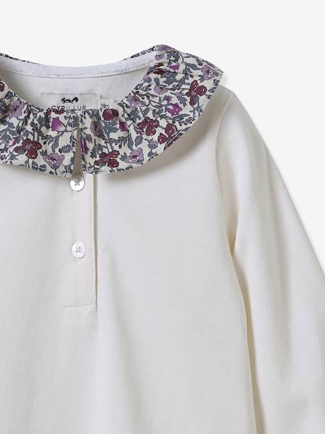 T-shirt col en tissu Liberty bébé coton biologique rose 3 - vertbaudet enfant 