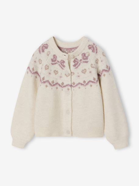 Gilet fille noël motifs jacquard détails brillants écru 1 - vertbaudet enfant 