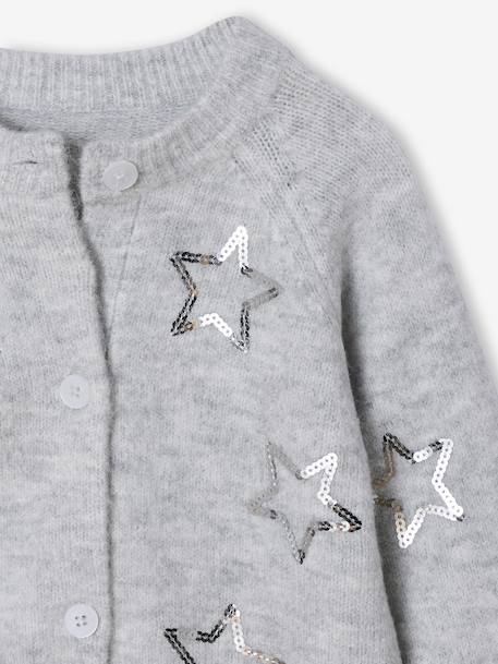 Gilet fille noël étoiles en sequins gris chiné 3 - vertbaudet enfant 
