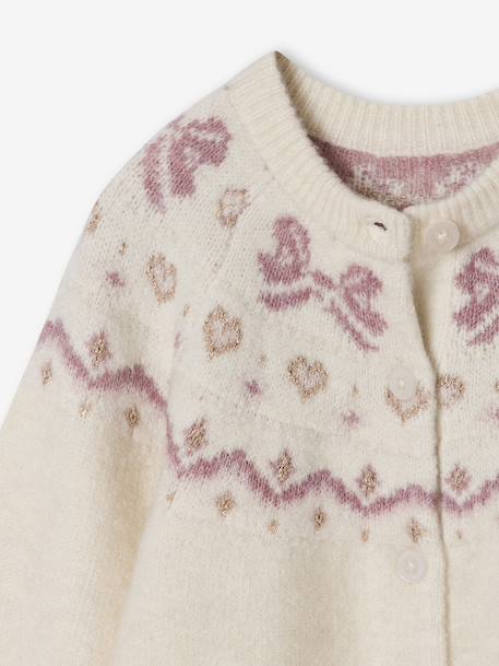 Gilet fille noël motifs jacquard détails brillants écru 3 - vertbaudet enfant 