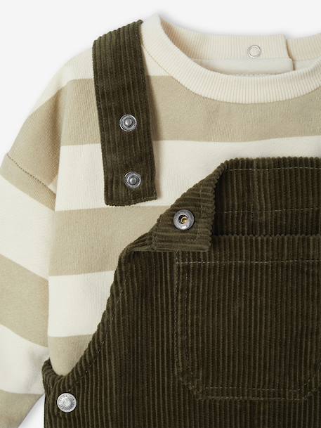 Ensemble bébé sweat-shirt + salopette kaki 5 - vertbaudet enfant 