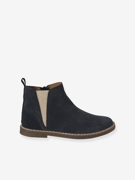 Boots enfant fille cuir élastiquées marine 2 - vertbaudet enfant 