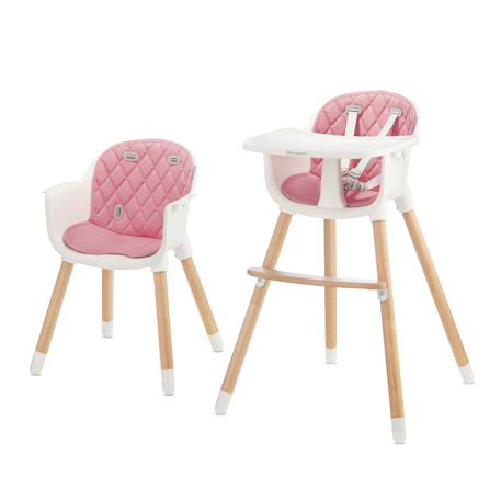 Chaise Haute Évolutive Kinderkraft SIENNA 2 en 1 avec Plateau Amovible, Harnais 5 Points et Repose-Pieds Confortable Grey+Pink 7 - vertbaudet enfant 
