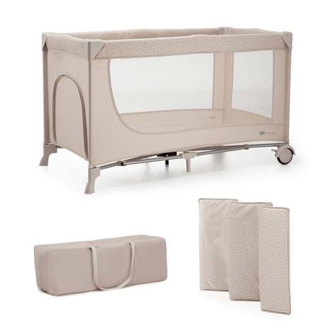 Lit Parapluie JOY 2 2 en 1 avec Sortie Latérale Zippée, Pliage Compact en 5 Secondes et Sac de Transport Beige+Dark grey 1 - vertbaudet enfant 