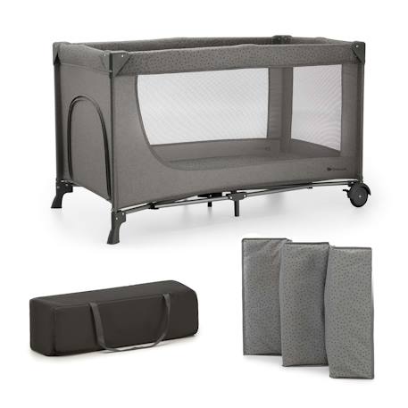 Lit Parapluie JOY 2 2 en 1 avec Sortie Latérale Zippée, Pliage Compact en 5 Secondes et Sac de Transport Beige+Dark grey 7 - vertbaudet enfant 