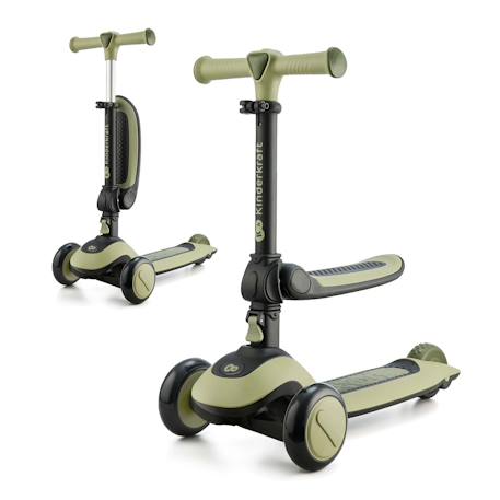 Trottinette 2 en 1 Kinderkraft HALLEY 2 avec Siège Réglable, Direction par Inclinaison, Roues LED et Guidon Ajustable Green+Pink 1 - vertbaudet enfant 