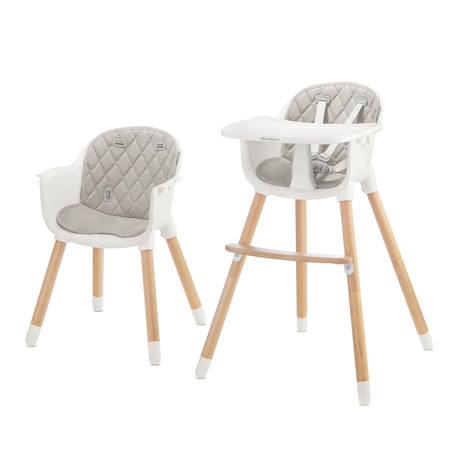 Chaise Haute Évolutive Kinderkraft SIENNA 2 en 1 avec Plateau Amovible, Harnais 5 Points et Repose-Pieds Confortable Grey+Pink 1 - vertbaudet enfant 