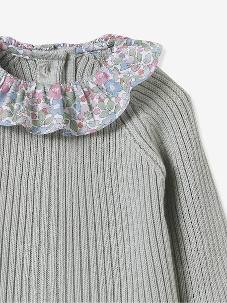 Ensemble en tricot bébé col en tissu Liberty rose 4 - vertbaudet enfant 