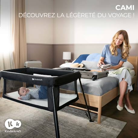 Lit de camping pliant bébé 3 en 1 avec fonction évolutive Black+Grey 8 - vertbaudet enfant 