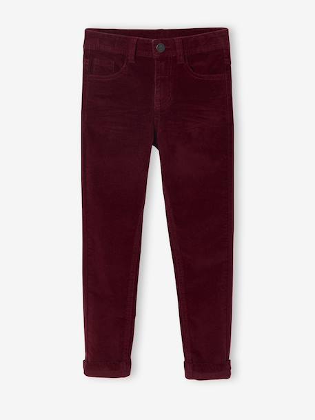Pantalon slim velours garçon bordeaux+CAMEL 4 - vertbaudet enfant 