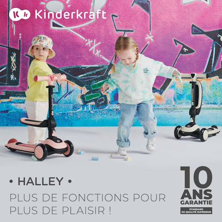 Trottinette 2 en 1 Kinderkraft HALLEY 2 avec Siège Réglable, Direction par Inclinaison, Roues LED et Guidon Ajustable Green+Pink 8 - vertbaudet enfant 