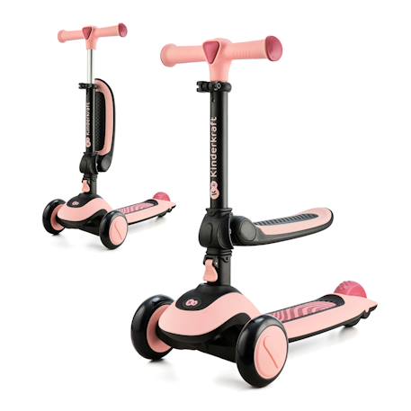 Trottinette 2 en 1 Kinderkraft HALLEY 2 avec Siège Réglable, Direction par Inclinaison, Roues LED et Guidon Ajustable Green+Pink 7 - vertbaudet enfant 