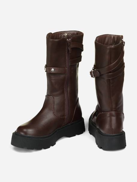 Bottes montantes Marron+Noir 3 - vertbaudet enfant 