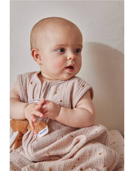 Gigoteuse en mousseline de coton Blanc imprimé+Rose 12 - vertbaudet enfant 