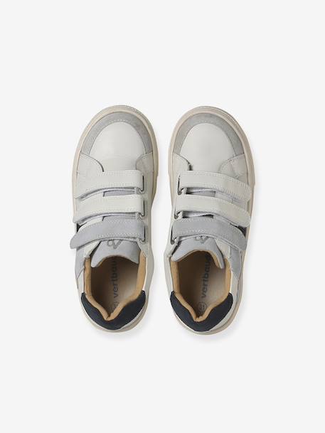 Baskets enfant garçon cuir à scratchs écru+lot blanc 6 - vertbaudet enfant 