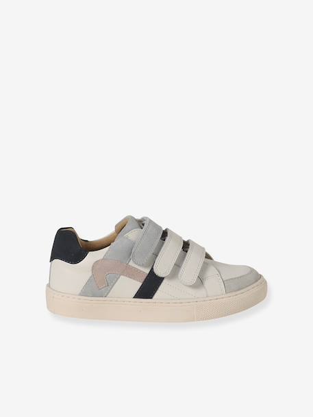 Baskets enfant garçon cuir à scratchs écru+lot blanc 4 - vertbaudet enfant 