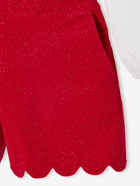 Ensemble fille noël t-shirt et short velours pailleté rouge 7 - vertbaudet enfant 