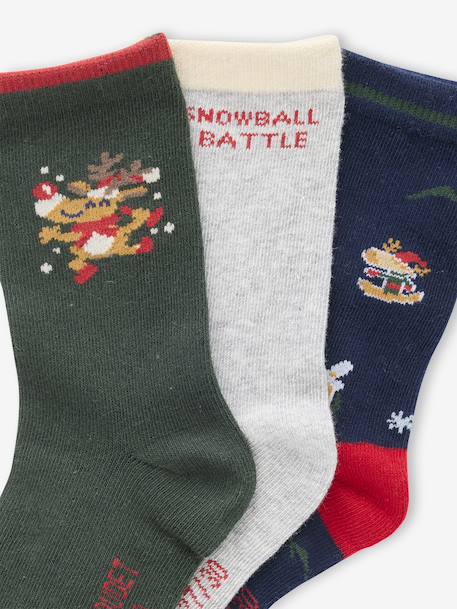 Coffret de 3 paires de chaussettes Noël gris chiné 3 - vertbaudet enfant 