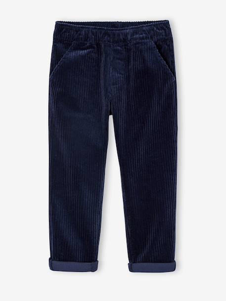 Pantalon en velours côtelé garçon facile à enfiler bleu ardoise+marine 14 - vertbaudet enfant 